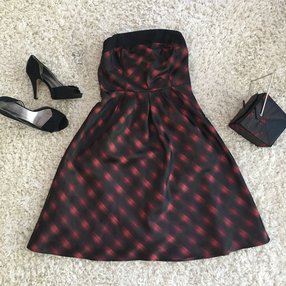 Plaid strapless cocktail dress
